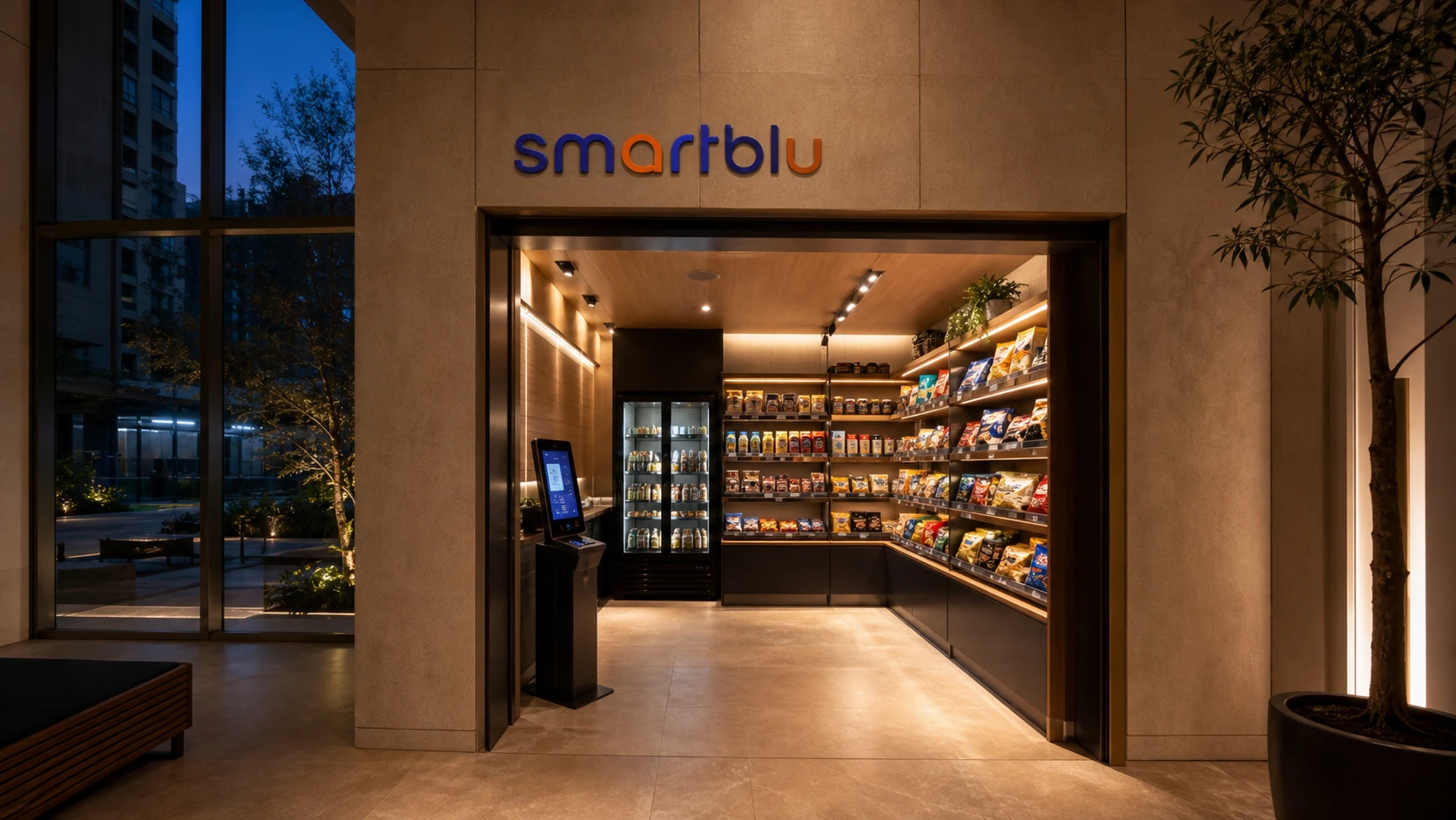 Entrada ilustrativa de um mercado Smartblu